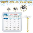 18bbxmc2 18k gold plated silver nose bones with clear
