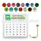 18w14xm box 36 gold plated silver nose screws w 2mm mix crystals