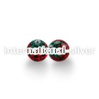 8mm ferido glued multi gems ball with strawberry design covered with resin 14g 1 6mm threading one piece