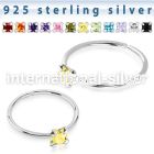 agzqm22 silver seamless nose ring 22g square color cz