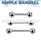 bbnpgg surgical steel nipple straigth barbell two 6mm balls