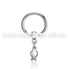 bcrg767 316l steel ball closure ring, 14g a dangling tulip 