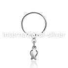 bcrs767 316l steel ball closure ring, 16g w a dangling tulip 