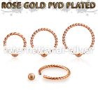 bcwr18f3 rose gold captive bead ring twisted wire w frosted ball