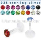 bilfr flex ptfe labret stud silver multigem ferido flat