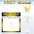 bio flex labret w 10kt gold modern butterfly shaped