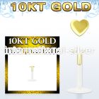 bio flex labret w push in 10kt gold heart shaped top
