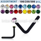 blk423 l shape nose studs acrylic body jewelry nose