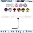 blk462 l shape nose studs silver 925 nose
