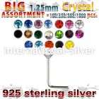 blk535 l shape nose studs silver 925 nose