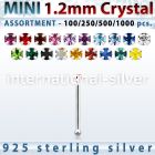 blk667 silver nose bone bulk w mini 1.2mm prong set crystals