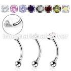 bneczin steel curvedbarbell cz prong set plain ball internal