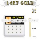 box w 12 14kt gold bend it nose studs w 2mm round czs 
