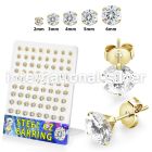 brestzr3 gold pvd plating steel ear studs 2mm 6mm cz 36