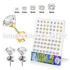 breszr4 gold pvd plating over steel ear studs 2mm 6mm cz 36