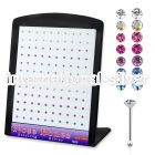 brnbmm10 sterling silver nose bones round gem tops