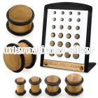 brpg219 teak wood ear plugs double rubber o rings 24pcs