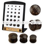 brpg220 palm wood double flare ear plugs 24pcs