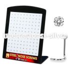 brs119 display w 316l steel nose bones, 20g w 2mm round cz