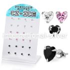 brszh3a silver ear studs heart mixed colors cz 12