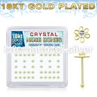 bxfl2cg 18k gold plated silver nose bones with clear flower