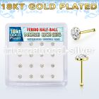 bxfr16gc 18k gold plated 925 silver nose bone stud 3mm ferido glued half ball resin covered