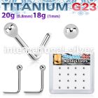 bxunl4 titanium l shaped nose studs 20g 18g 2mm ball 16pcs