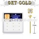 d9gys15 box w 9kt gold bend it nose stud w genuine diamond