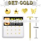d9gys23 box with 9kt gold bend it nose studs with mix plain tops