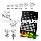 deszrg steel ear studs prong setting 3mm 8mm cz 60