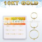 dg10nh1 box w 9 solid 10k gold endless nose hoops w ball