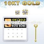 dginb11 box w 10kt gold nose bones w 1.5 2 mm round cz tops