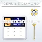 dginb15 box w 10kt gold nose bones w 1.5 real prong set diamonds