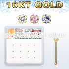 dginb23 box w 10kt gold nose bones w 1.25mm round cz 
