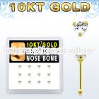 dginb3 10kt gold nose bone with 3mm prong clear cz heart