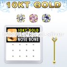 dginb4 10kt gold nose bone with 1.5mm prong round cz stone