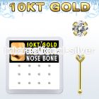 dginb6 10kt gold nose bone with 2mm prong clear round cz stone