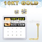 dgisc11 box w 10kt gold nose screws w 1.5 2 mm round cz tops
