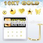 dgisc16 box w 10kt gold nose screw w 3mm cz stones in mix shape