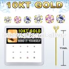 dgiys12 box 10kt gold bend it nose stud w 1.5 2mm color czs