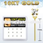 dgiys25 box w 12 10kt gold bend it nose studs w 2mm round czs