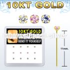 dgiys27 box w 10kt gold bend it nose studs w prong set 2mm cz 