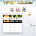 dgiys4 box w 10kt gold bend it nose studs w prong set 1.5mm cz 