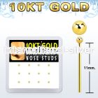 dgiys5 box w 12 10kt gold bend it nose studs w 1.5mm ball tops