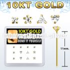 dgiys6 box w 10kt gold nose bend it nose studs cz in mix shape