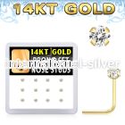 dgns6 14k gold nose studs with 2mm clear cz prong 12pcs