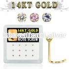 dgsc27 box w 14kt gold nose screw w prong set 2mm mix color czs
