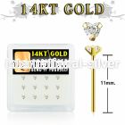 dgys3 box w 14kt gold bend it nose studs w 3mm heart cz 
