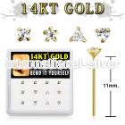 dgys6 box w 14kt gold nose bend it nose studs cz in mix shape