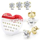 dhestzr1 gold pvd plating steel ear studs 3mm 5mm 13